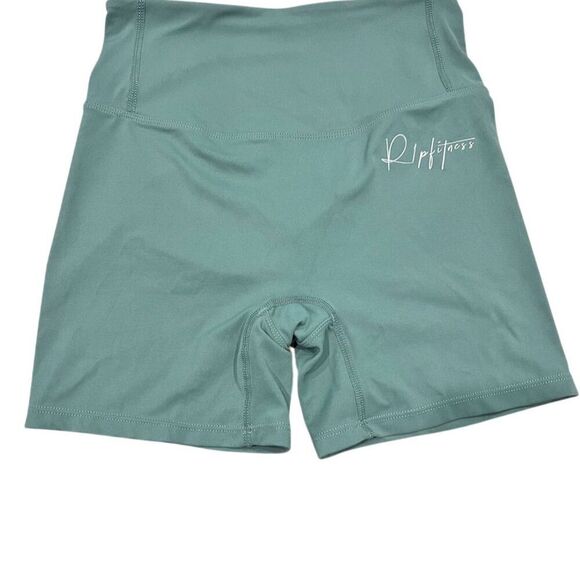 Pants - Womans Athletic Shorts M Green High-Waisted Seamless Activewear